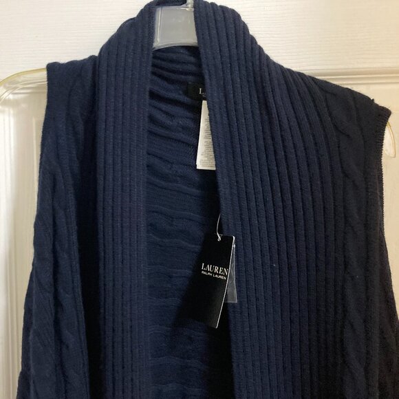 New Ralph Lauren Blue Cable-Knit Vest - Picture 5 of 9